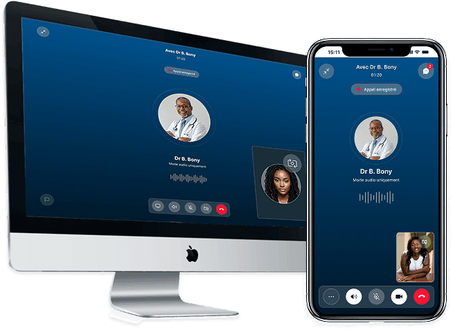 Téléconsultation Docta sur ordinateur et mobile